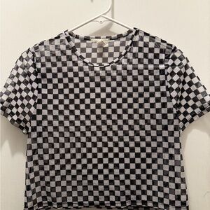 Full Tilt Black and White Checkerboard Crop Top